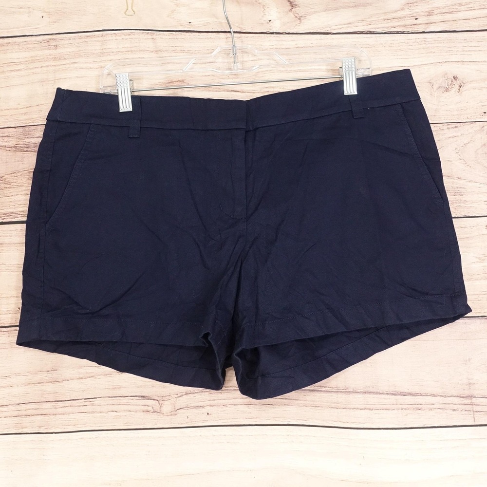 J.Crew Chino Shorts Womens Size 14 Blue Twill 37 Waist 3.5 Inseam Cotton